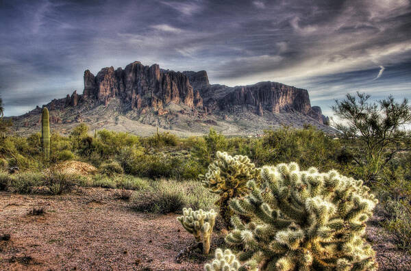 Superstition Mountains Art Print featuring the photograph An Evening at the Superstitions by Saija Lehtonen