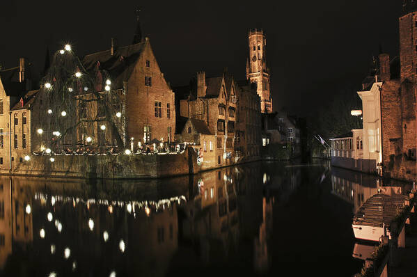 Dijver Art Print featuring the photograph An Evening in Bruges by Brian Kamprath