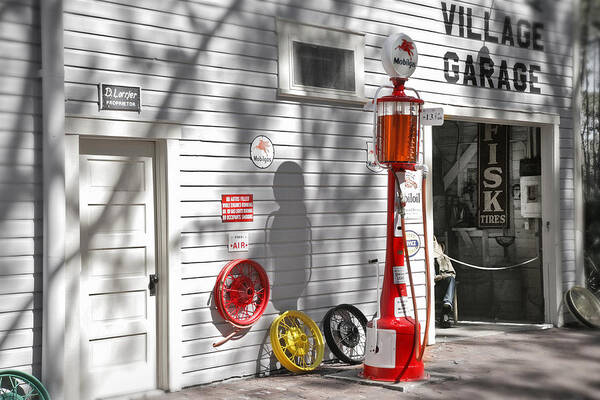Garage Art Print featuring the photograph An old village gas station by Mal Bray