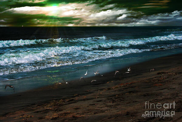 Beach Art Print featuring the digital art Angry Skies by Rhonda Strickland