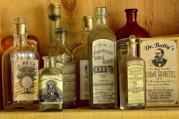 Antique Glass Bottles Art Print featuring the photograph Antique General Store Display 2 by Kae Cheatham