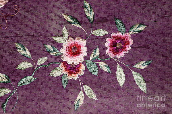 Chinese Art Print featuring the photograph Antique Silk Embroidery by Charline Xia