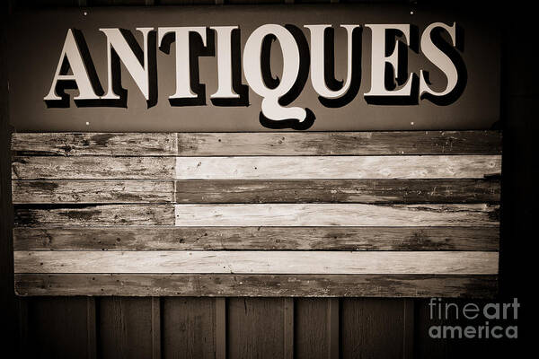 Antique Sign Art Print featuring the photograph Antiques Sign by Colleen Kammerer