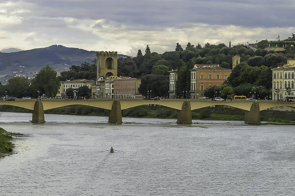 2005 Art Print featuring the photograph Arno River and Architecture in Florence by Karen Stephenson