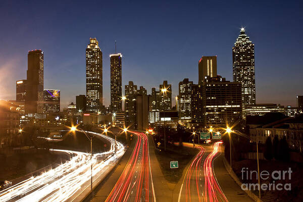 Atlanta Art Print featuring the photograph Atlanta Skyline - Jackson St Bridge by Jennifer Ludlum