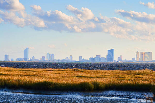 Atlantic City Art Print featuring the photograph Atlantic City Skyline from Salt Marsh by Beth Venner