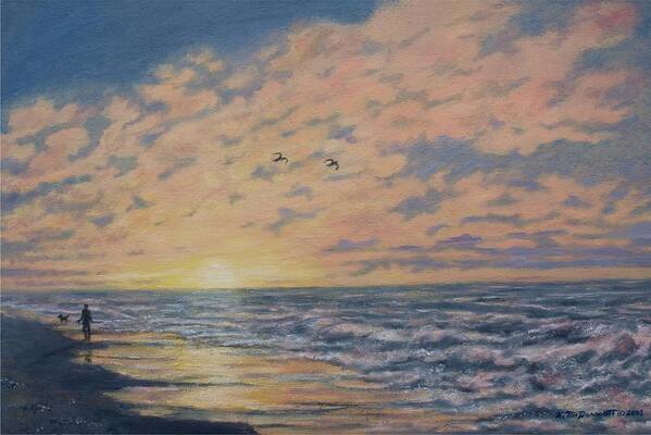 Seascape Art Print featuring the painting Atlantic Dawn # 2 by K. McDermott by Kathleen McDermott