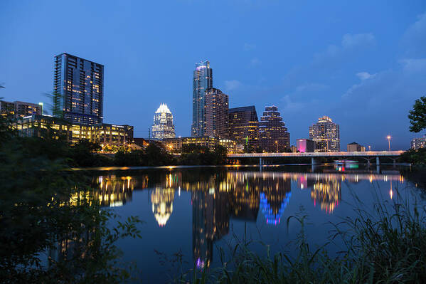 Built Structure Art Print featuring the photograph Austin Skyline At Dusk by P A Thompson