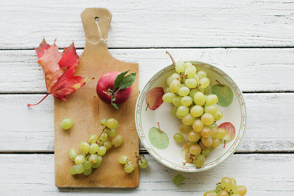 Cutting Board Art Print featuring the photograph Autumn Grapes by Ingwervanille
