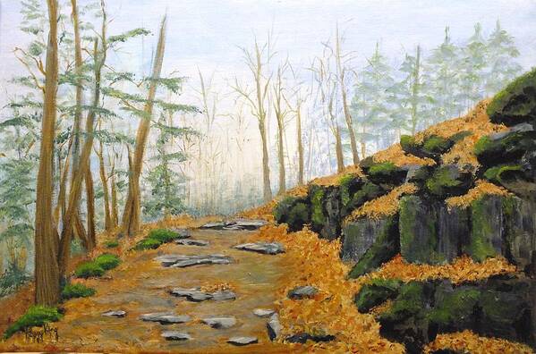 Nature Art Print featuring the painting Autumn Hike by Peggy King