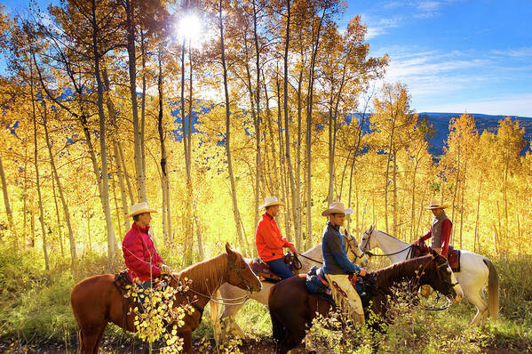 Horse Art Print featuring the photograph Autumn Horseback Riding by Amygdala imagery