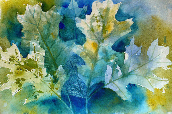 Watercolor Print Art Print featuring the painting Autumn Oak Leaves by Janet Zeh