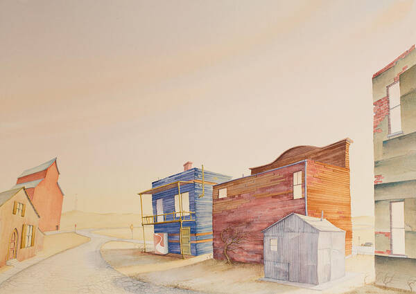 Great Plains Art Art Print featuring the painting Backstreet Nebraska by Scott Kirby