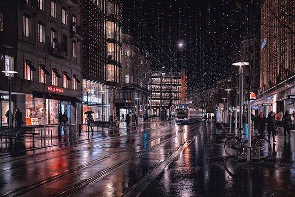 Zurich Art Print featuring the photograph Bahnhofstrasse by C.s. Tjandra