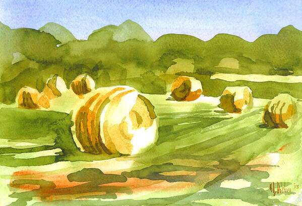 Bales In The Morning Sun Art Print featuring the painting Bales in the Morning Sun by Kip DeVore