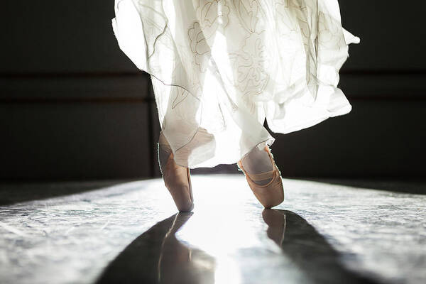 Ballet Dancer Art Print featuring the photograph Ballerina Feet In Pointe Shoes by Nisian Hughes