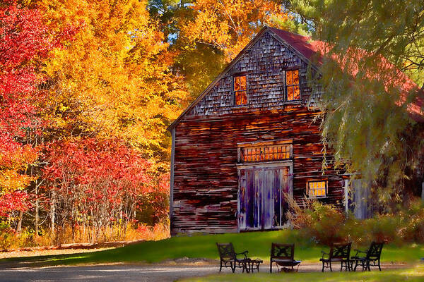 Autumn Foliage New England Art Print featuring the photograph Barn full of fall color by Jeff Folger