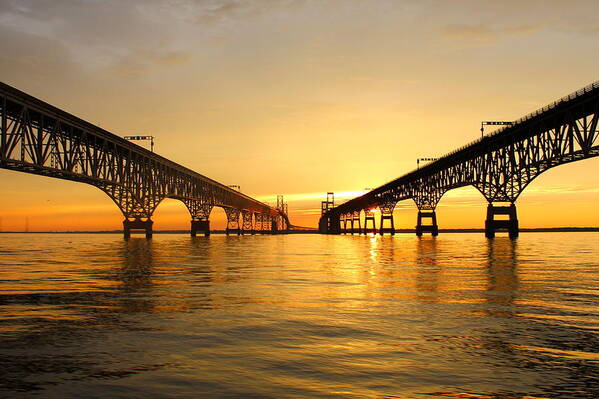 Bay Bridge Art Print featuring the photograph Bay Bridge Sunset by Jennifer Casey