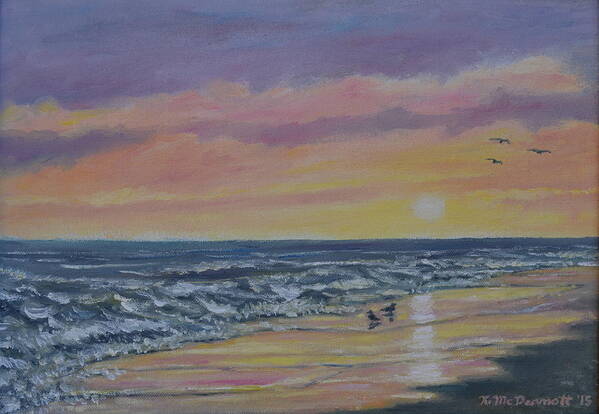 Beach Art Print featuring the painting Beach Glow by K. McDermott by Kathleen McDermott