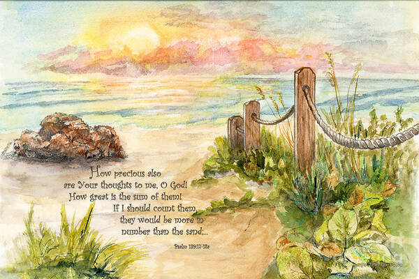 Ocean Art Print featuring the painting Beach Post Sunrise Psalm 139 by Janis Lee Colon