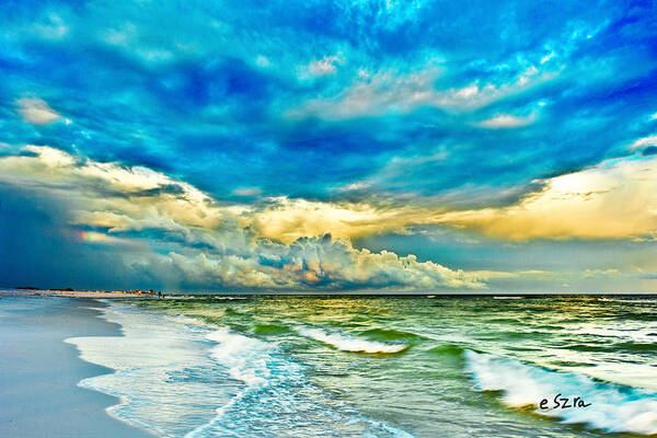 Beautiful Art Print featuring the photograph Beautiful Beach Blue Sea by Eszra Tanner