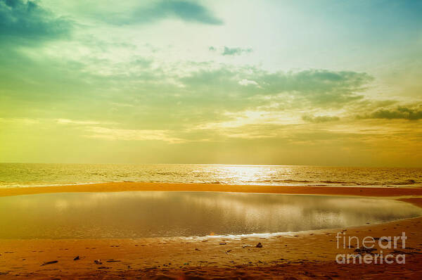 Sunset Art Print featuring the photograph Beautiful sunset at the Hikkaduwa Beach by Gina Koch