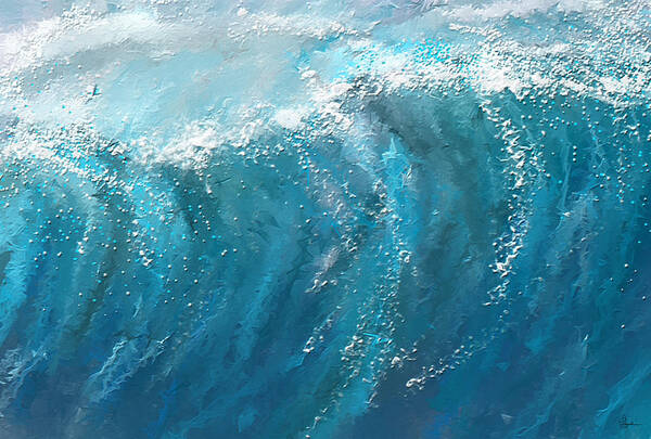 Surfing Art Art Print featuring the painting Beckoning Heights- Surfing Art by Lourry Legarde