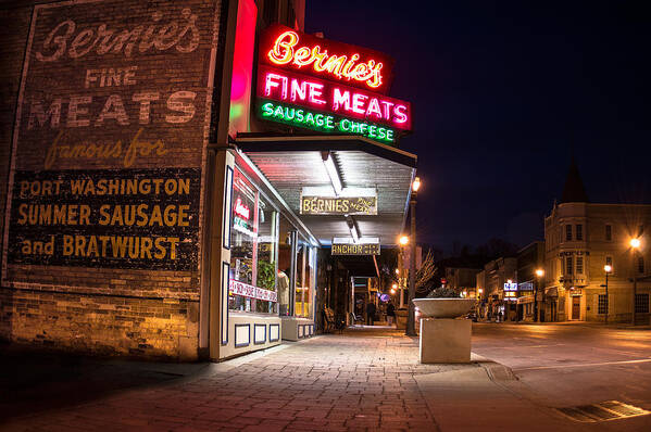 Bernies Art Print featuring the photograph Bernies Fine Meats Signage by James Meyer