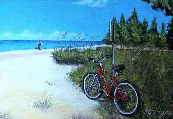 Bicycle Art Print featuring the painting Bicycle on Sanibel Beach by Melinda Saminski