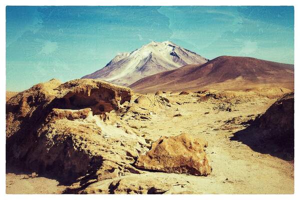 Desert Art Print featuring the photograph Bizarre Landscape Bolivia Old Postcard by For Ninety One Days