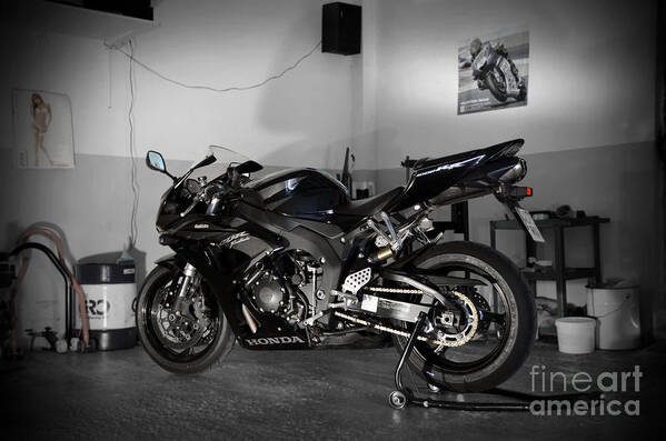 Motorbike Art Print featuring the photograph Black 2007 Honda CBR1000RR by RicardMN Photography