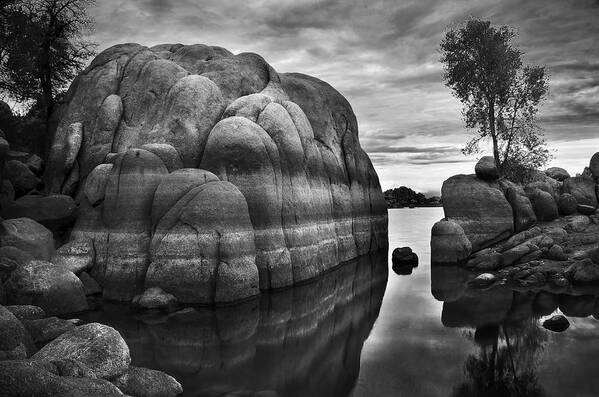 Prescott Art Print featuring the photograph Black and White Rocks at Watson Lake near Prescott Arizona by Dave Dilli