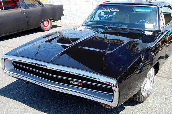 American Muscle Car Art Print featuring the photograph Black Dodge Charger by Mark Spearman