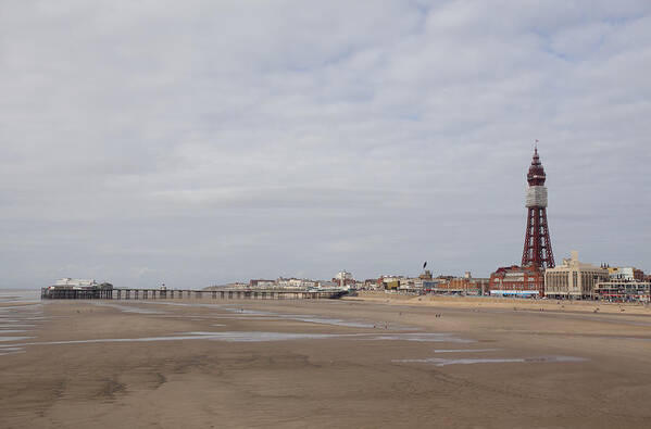 Blackpool Art Print featuring the photograph Blackpool Tower at Low Tide by Laura Tucker