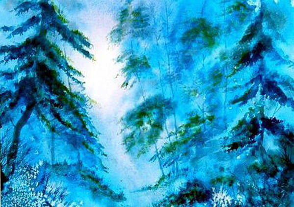Glenn Marshall Artist Art Print featuring the painting Blue Forest by Glenn Marshall