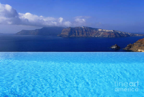 Santorini Art Print featuring the photograph Blue On Blue by Aiolos Greek Collections
