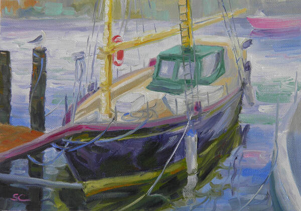 Boat Art Print featuring the painting Boat of Bountiful Color by Sharon Casavant
