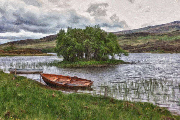 Bank Art Print featuring the painting Boat On Lake Bank 1929 by Dean Wittle