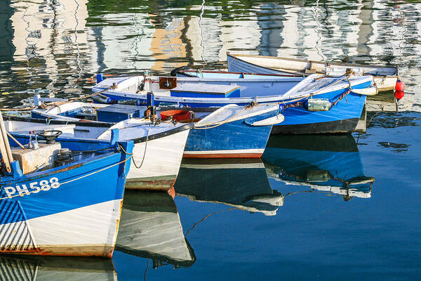 Boats Art Print featuring the photograph Boats at anchor by Sue Leonard