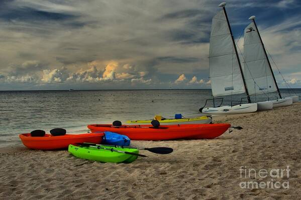 Caribbean Ocean Art Print featuring the photograph Boats On The Beach by Adam Jewell