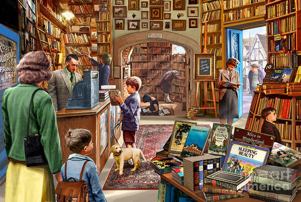 Children Art Print featuring the digital art Bookshop by MGL Meiklejohn Graphics Licensing