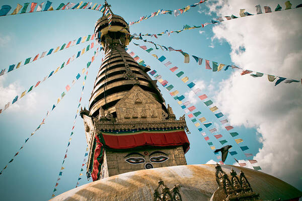 Wisdom Art Print featuring the photograph Boudhnath Stupa in Nepal by Raimond Klavins