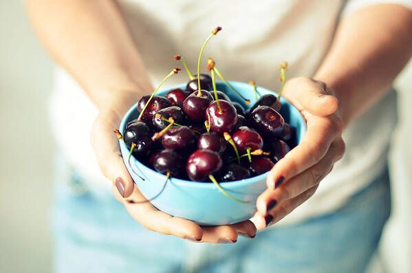 Cherry Art Print featuring the photograph Bowl Of Cherries by Photo By Ira Heuvelman-dobrolyubova