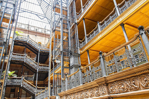 Bradbury Building Art Print featuring the photograph Bradbury Building Interior by Jim Moss