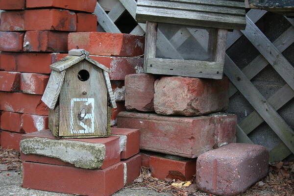 Horizontal Art Print featuring the photograph Bricks and Bird Houses by Valerie Collins