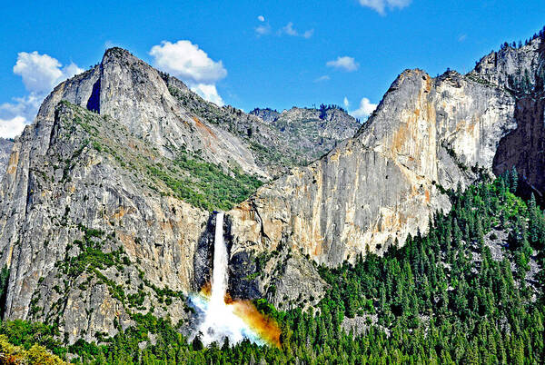 Yosemite Art Print featuring the photograph Bridalveil Fall Under A Waning Gibbous Moon by Steven Barrows