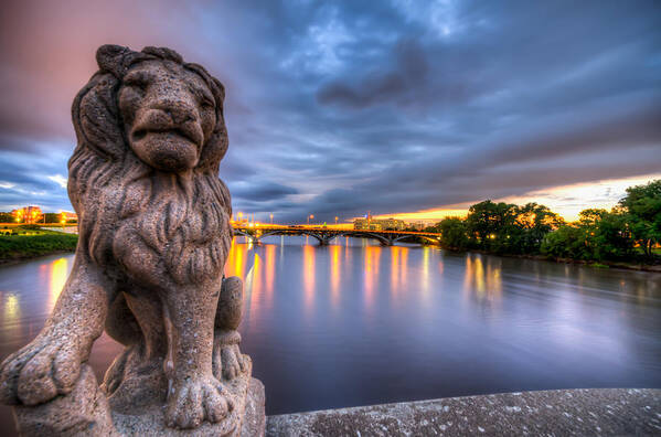 Cedar Rapids Art Print featuring the photograph Bridge to Czech Village in Cedar Rapids at Sunset by Anthony Doudt