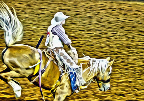 Cowboy Bronc Saddlebronc Rodeo Horse Alicegipsonphotographs Art Print featuring the photograph Bronc Rider by Alice Gipson