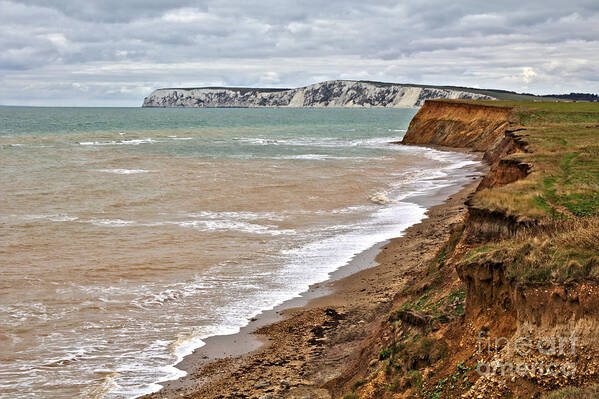 Isle Of Wight Art Print featuring the photograph Brook Bay and Chalk Cliffs by Jeremy Hayden