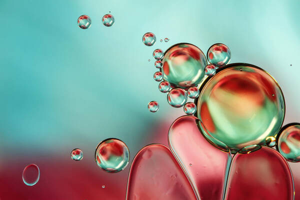 Oil Art Print featuring the photograph Bubble Balance by Sharon Johnstone